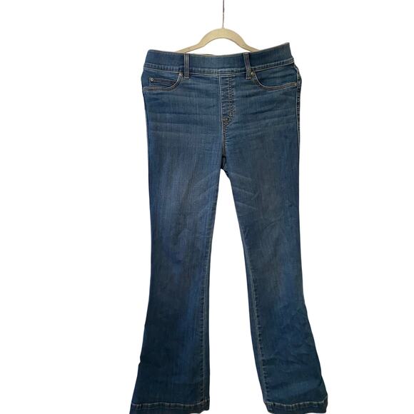 SPANX DENIM | Denim LARGE | Pull on waist with Flare bottoms - Picture 1 of 3